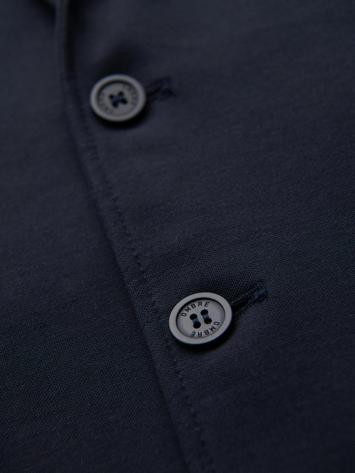 Jachetă SLIM pentru bărbați din tricot subtil structurat - albastru marin V3 OM-BLZB-0101