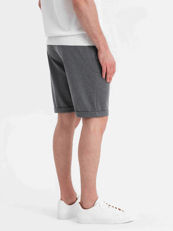 Men's structured knit elastic waistband short shorts - graphite V3 OM-SRCS-0177