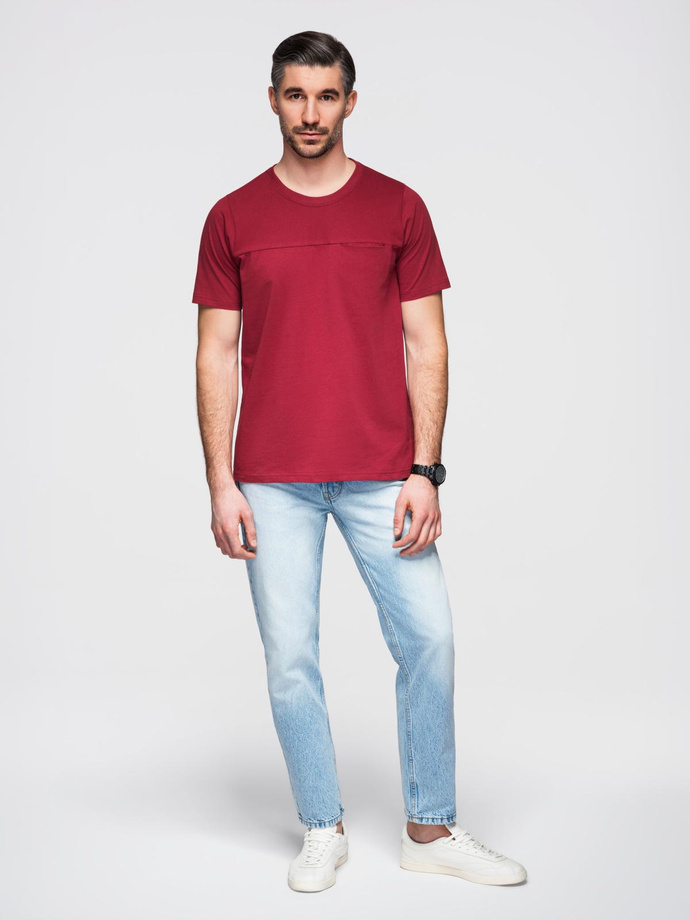 Tricou pentru bărbați LOOSE FIT cu buzunar - roșu V3 OM-TSCT-0171 