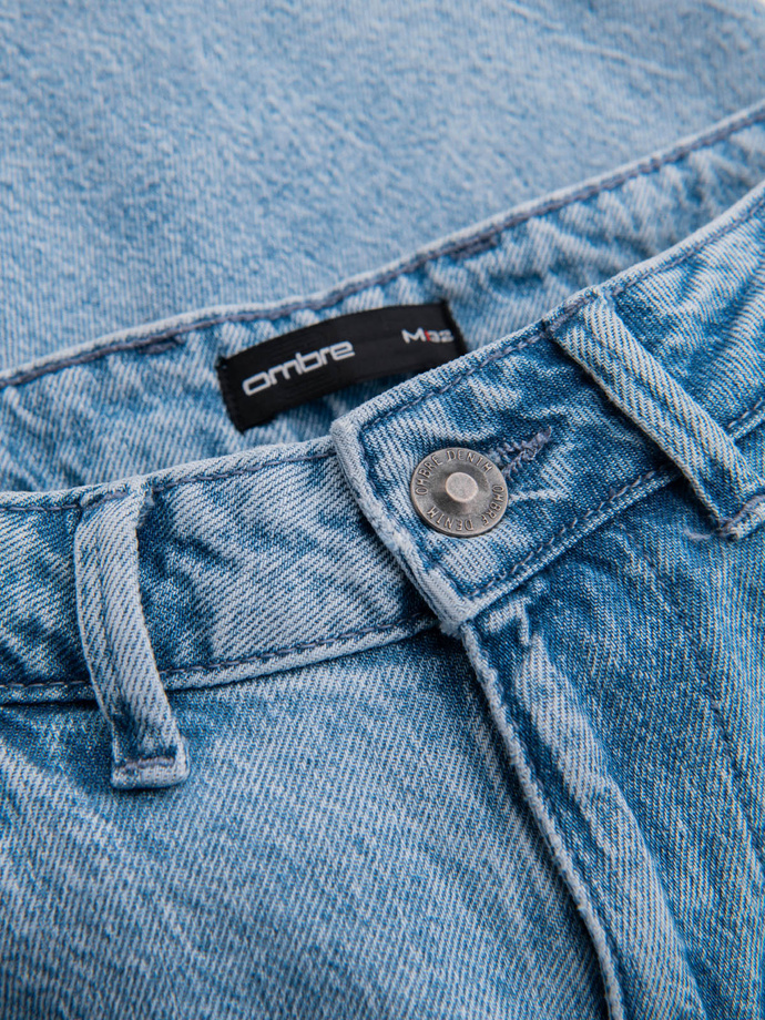 Marbled men's CARROT FIT denim pants - light blue V1 OM-PADP-0225