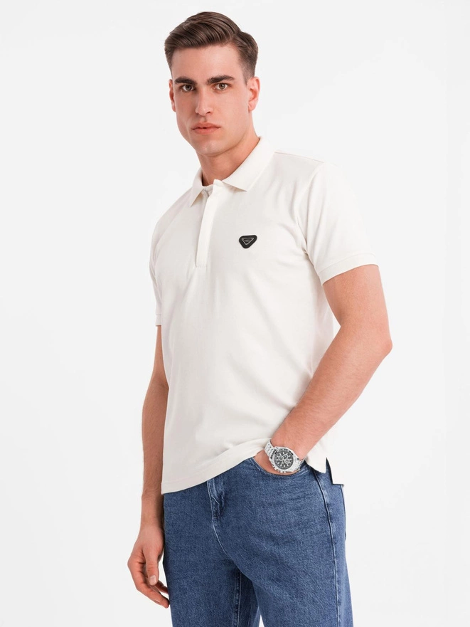 Tricou polo din tricot Pique - ecrue V7 S1746