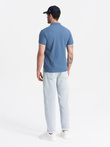 BASIC tricou polo pentru bărbați, tricou piqué monocolor - albastru V16 OM-POBS-0100