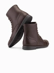 Men's eco leather shoes with insulated high upper - dark brown V2 OM-FOBO-0172 (BROWN)