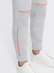 Men's sweatpants with contrast stitching - grey melange V3 OM-PASK-0145
