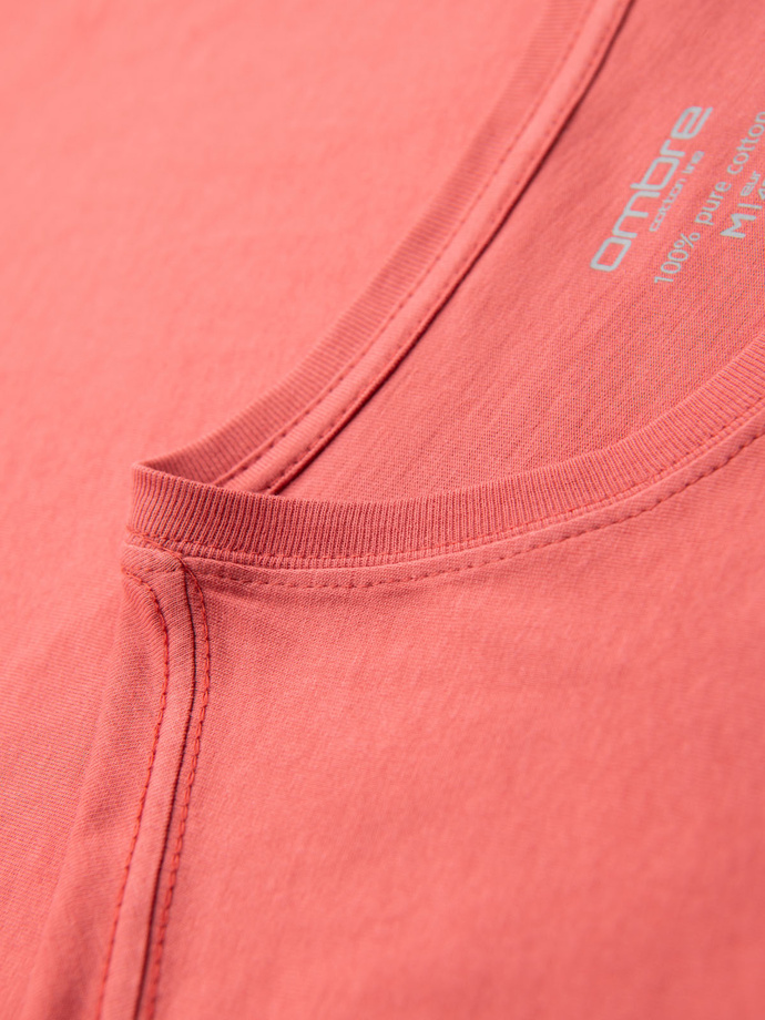 BASIC men's classic cotton T-shirt - coral V17 OM-TSBS-0236