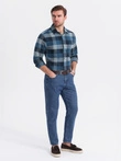 Cămașă bărbătească din flanelă în carouri - albastru V4 OM-SHCS-0150
