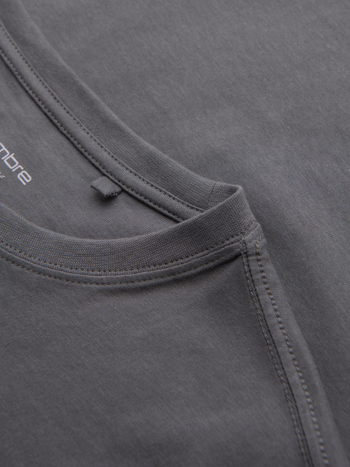 Tricou bărbătesc din bumbac cu contrast - gri V1 OM-TSCT-0151
