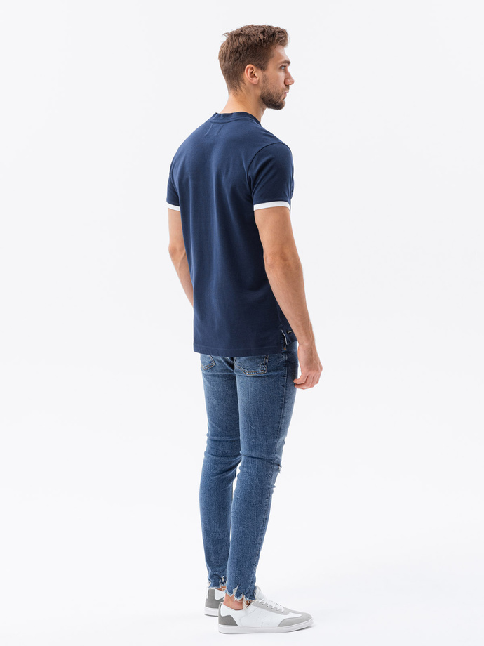 Bluza polo simpla barbati - bleumarin S1381