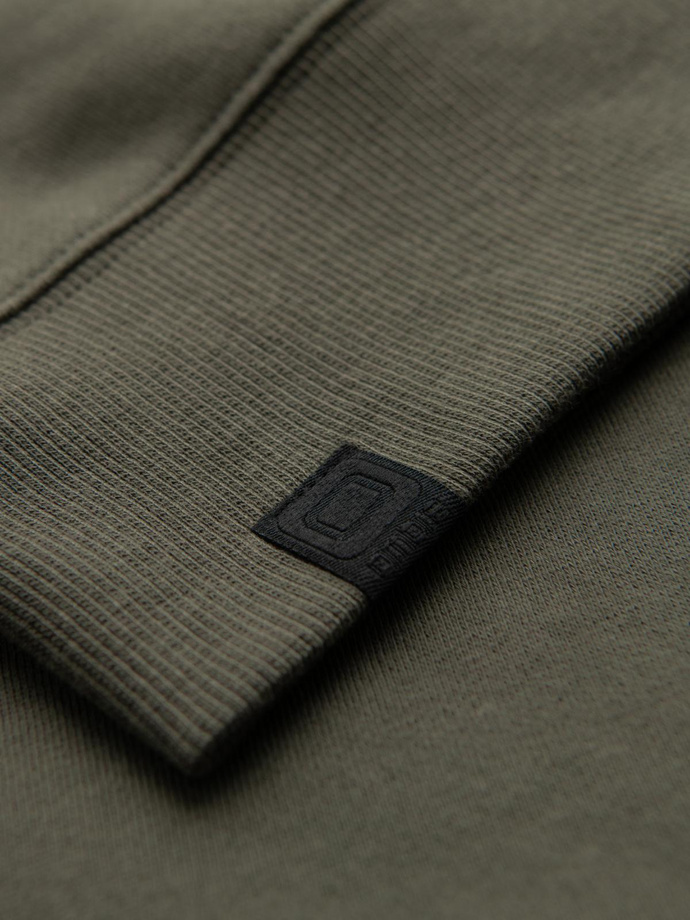 Men's sweatshirt with contrasting stripes and raglan sleeves - olive V1 OM-SSNZ-0200