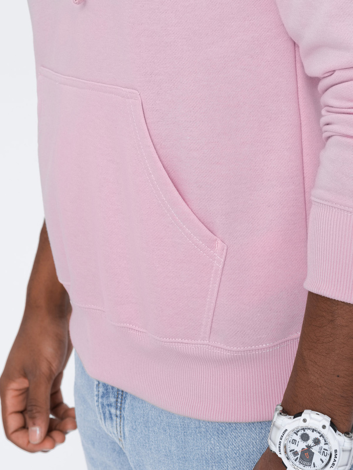 Pánska mikina s potlačou a kapucňou - ružová B1351