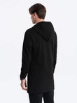 Men's long sweatshirt with asymmetrical button-up HAGA - black B668