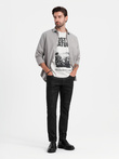 Men's REGULAR FIT shirt with pocket - gray V1 OM-SHCS-0148