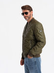 Men's embossed bomber jacket - olive V2 OM-JALP-0196