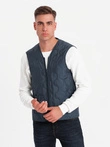 Single-breasted men's long coat with collar and bolster - brown V2 OM-COWC-0106