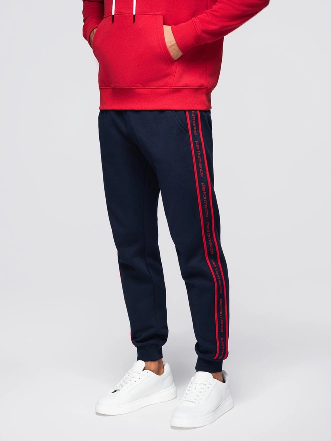 Men's sweatpants with contrast stitching - black V1 OM-PASK-0145