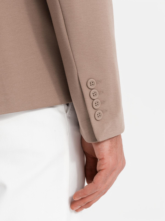 Blazer pentru bărbați cu buzunare aplicate - bej închis V3 OM-BLZB-0127