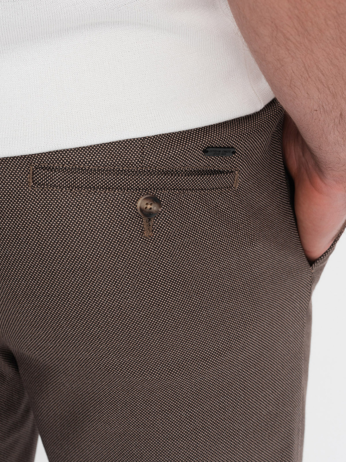 Pantaloni chino clasic pentru bărbați SLIM FIT - bej închis V2 OM-PACP-0182