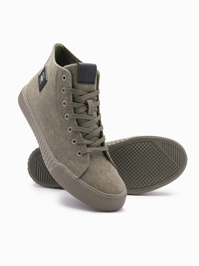 Adidași de top din pânză pentru bărbați - olive V2 OM-FOTH-0186