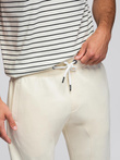 Pantaloni de trening jogger pentru bărbați - crem V11 OM-PABS-0173