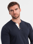 Men's longsleeve with buttons at the neckline - navy blue V3 OM-LSCL-0107