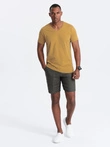 BASIC men's classic cotton T-shirt with a serape neckline - mustard V8 OM-TSBS-0145