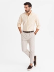 Cămașă oxford elegantă pentru bărbați cu broderie și buzunar - albastru V1 OM-SHOS-0173