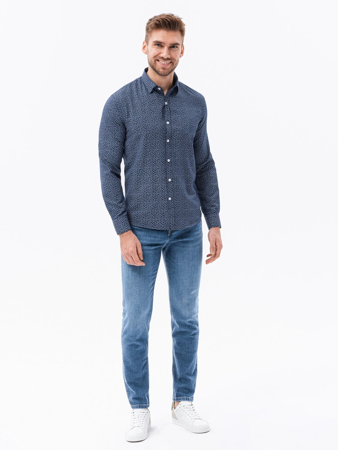 Men's shirt with long sleeves - navy K636