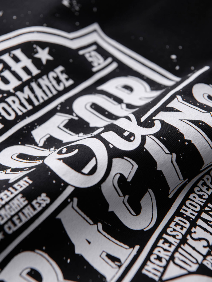 Pánske tričko s potlačou v motorkárskom štýle - čierne V1 OM-TSPT-0125