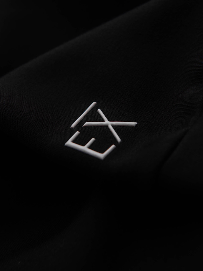 Hanorac pentru bărbați cu guler înalt și imprimeu contrastant - negru V1 OM-SSZP-0211