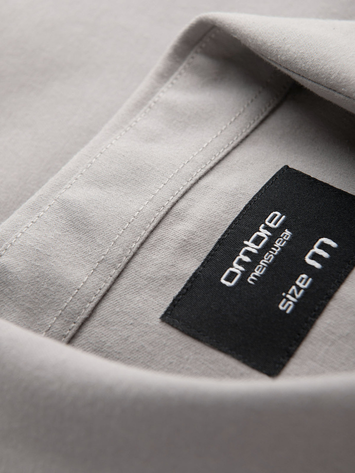 Men's REGULAR FIT shirt with pocket - gray V1 OM-SHCS-0148