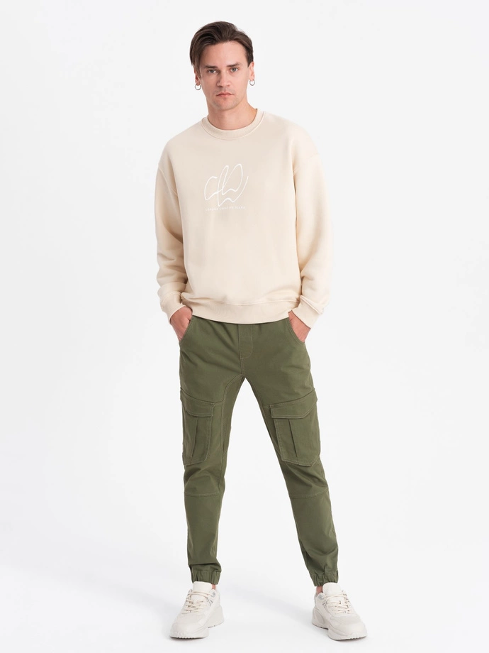 Men's JOGGERS pants with cargo pockets - olive V18 P886