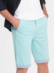 Men's chinos shorts with contrasting turn-up - turquoise V4 W421