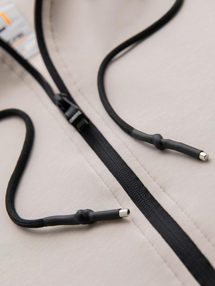 Mikina s kapucí ve streetwearovém stylu - písková V6 OM-SSZP-0213