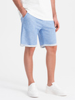 Pánské šortky LOOSE FIT z melanžové tkaniny - světle modré V1 OM-SRSK-0116