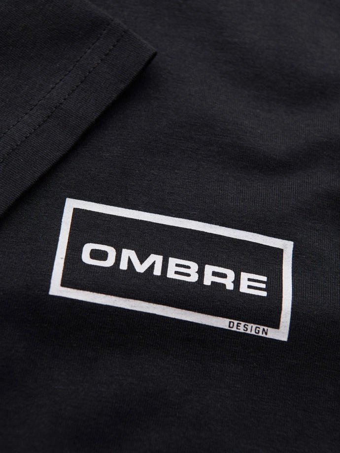 Tricou tricotat imprimat pentru bărbați cu croială REGULARĂ - negru V2 OM-TSPT-0231