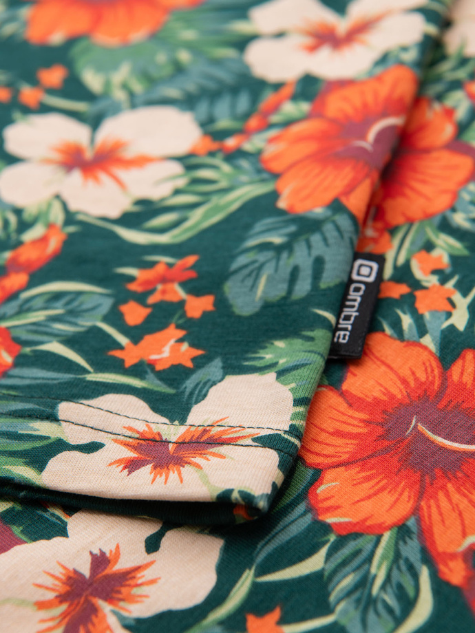 Tricou din bumbac imprimat cu decolteu rotund - negru V2 OM-TSFP-0225