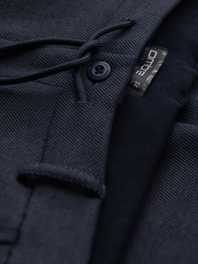 CARROT men's pants in structured two-tone knit - navy blue V1 OM-PACP-0168