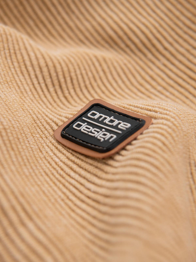 Pulover din bumbac pentru bărbați cu patch-uri și mâneci raglan - maro V4 OM-SWSW-0121