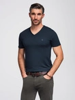 Pánske tričko V-NECK s elastanom - tmavomodré V2 OM-TSCT-0106