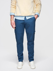 Pantaloni cargo STRAIGHT LEG pentru bărbați cu buzunare cu fermoar - albastru închis V1 OM-PACG-0204