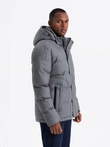 Men's lightweight jacket with mesh lining and hood - grey V1 OM-JAHP-0203