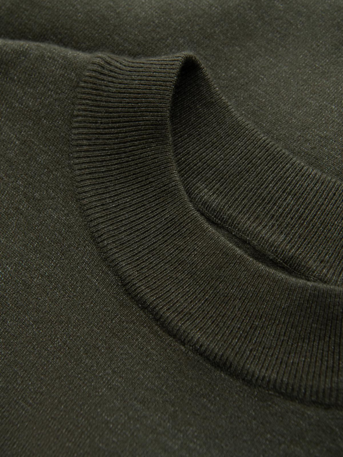 Men's knitted half turtleneck with viscose - dark olive V5 OM-SWTN-0125