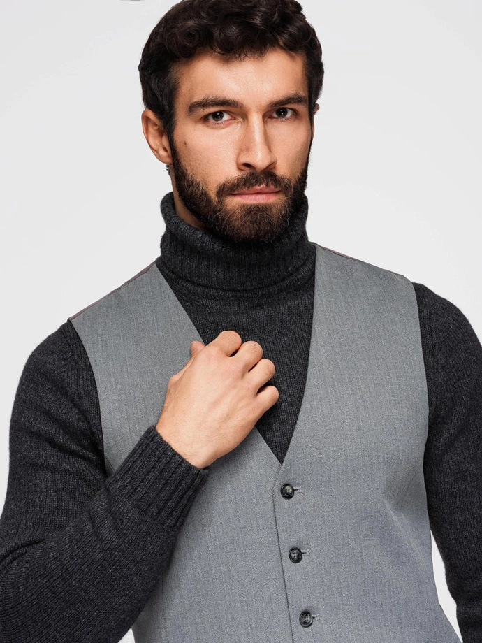 Elegant bărbați SLIM FIT herringbone waistcoat - gri V1 OM-BLZV-0143