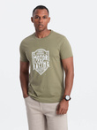 Men's motorcycle style printed t-shirt - olive V2 OM-TSPT-0125