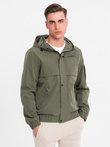 Men's functional transitional jacket with hood - olive V2 OM-JANP-0225