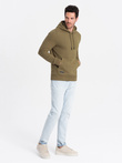 BASIC men's cotton kangaroo hooded sweatshirt - olive V2 OM-SSBN-0161
