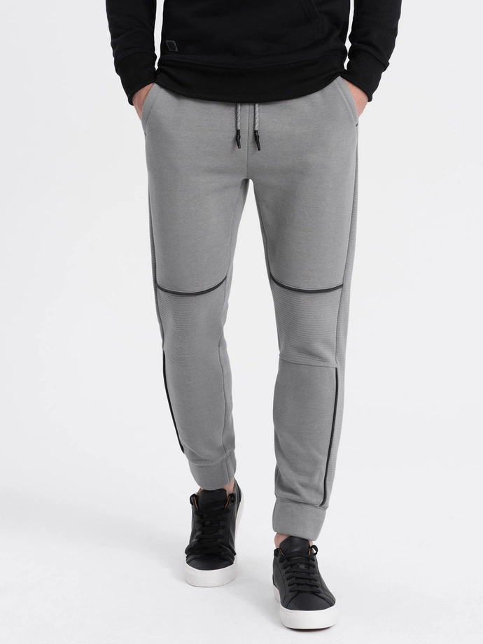 Men's sweatpants with contrast stitching - gray V2 OM-PASK-0145