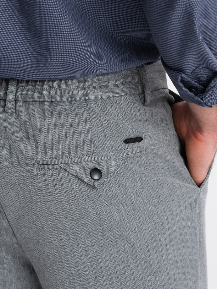Vyriškos chino kelnės su elastine juosta SLIM FIT - pilkos V1 OM-PACP-0158