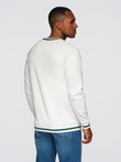 Men's sweatshirt with raglan sleeves and contrasting details - white V2 OM-SSNZ-0244
