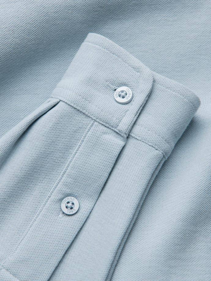 Pánska pletená košeľa s dlhým rukávom - modrá V3 K540